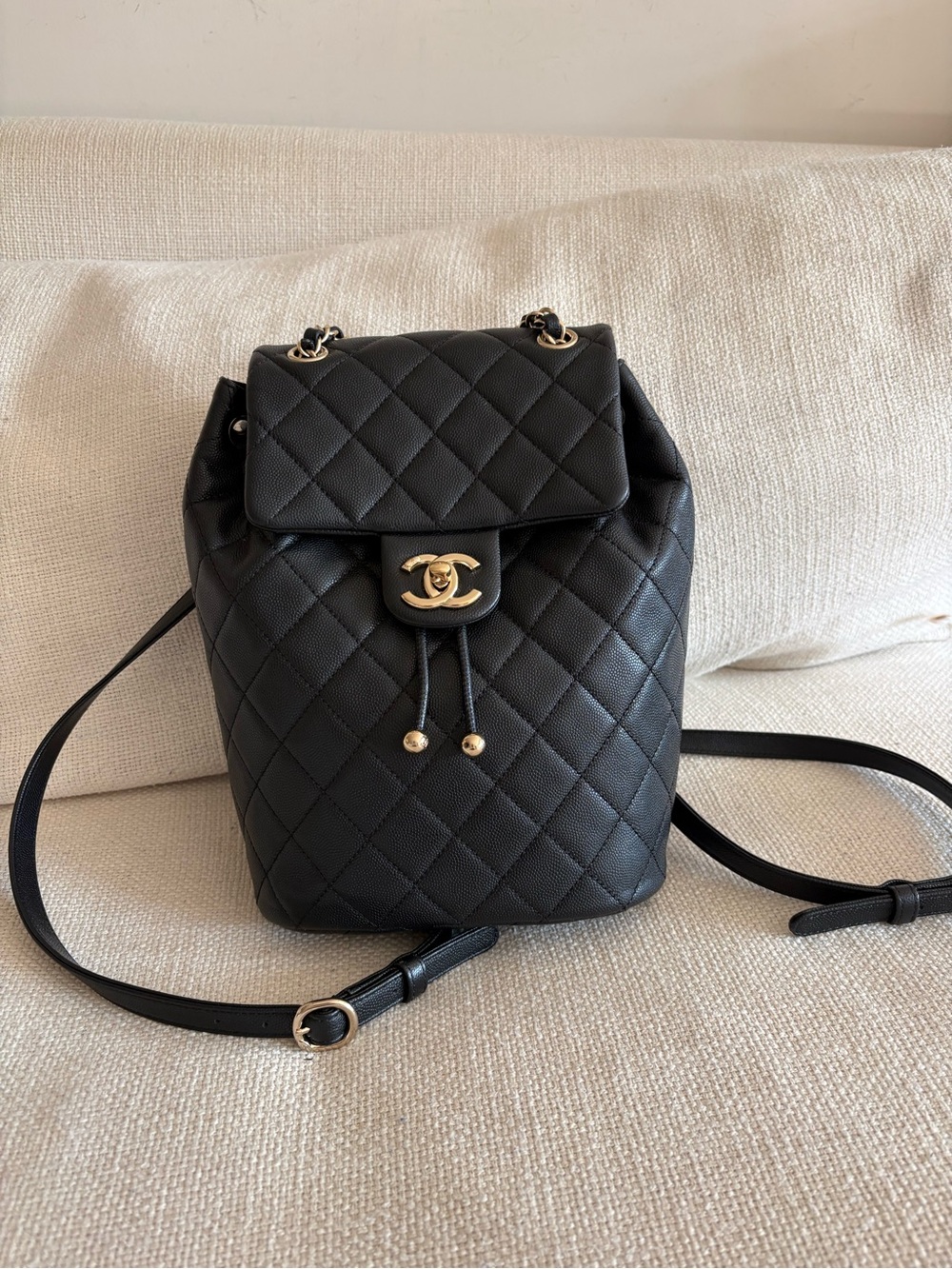 Chanel Urban Spirit Black Caviar Leather Backpack in Medium/Large